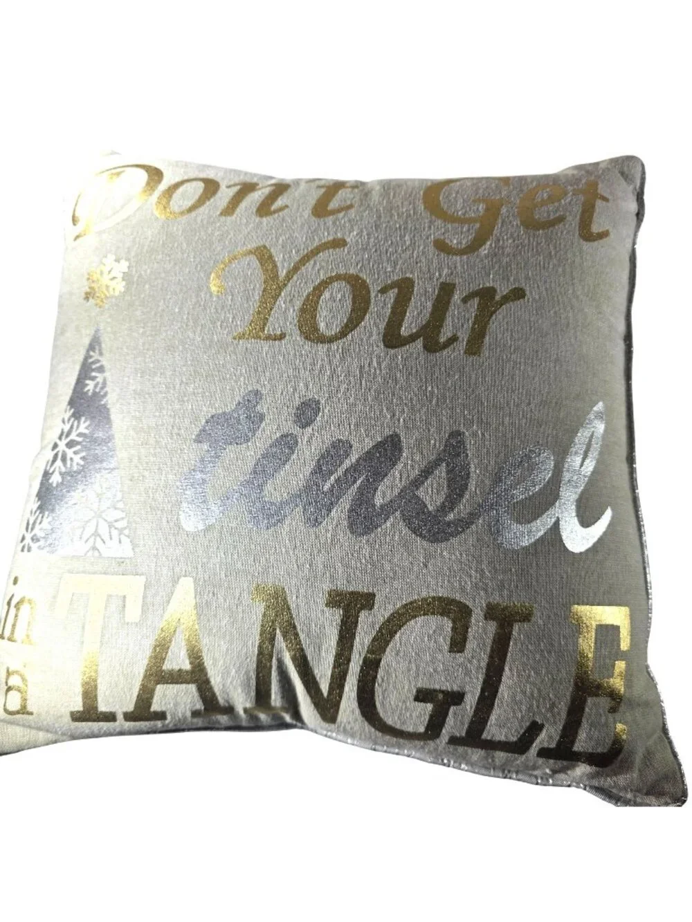 Set Of 2 Pier One throw pillows Gold Silver Holiday christmas tree snowflake